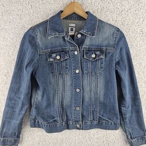 Vintage Y2K GAP Denim Jacket Womens Medium Flap Pockets Stretch Wash 2004